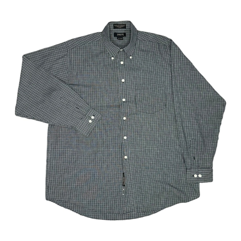 Cambridge Classics Men's L Gray Plaid Button-Down Long Sleeve Shirt‎
